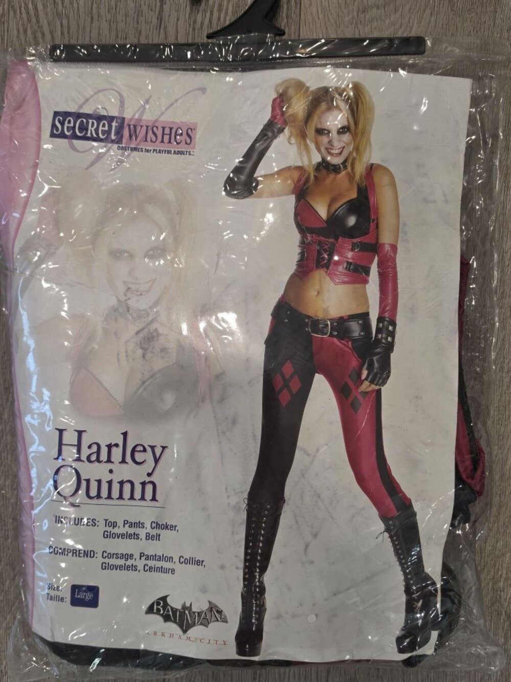 Harley Quinn Adult Costume By Secret Wishes Batman Arkham City Size Large